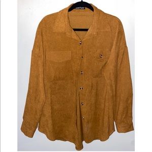 Flap Pocket Button Front Corduroy Coat